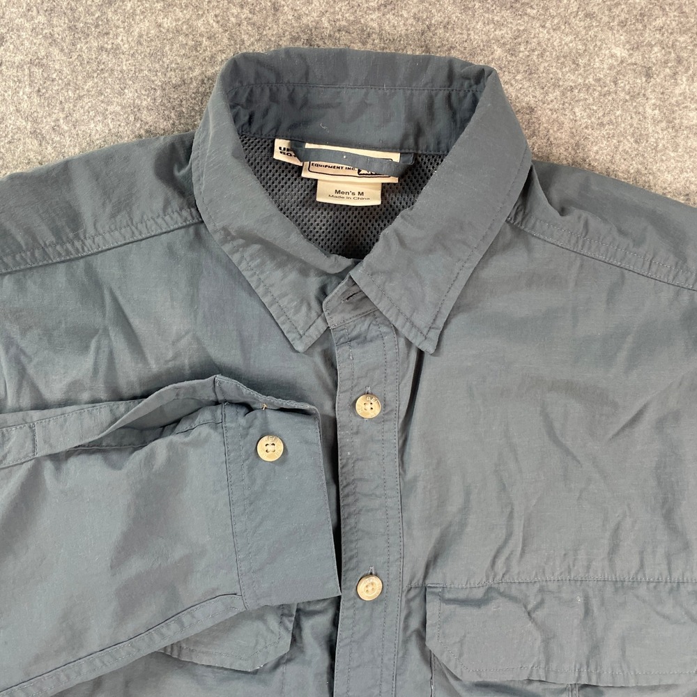 Rei Mens Button Down Shirt M Slate Blue Long Sleeve Outdoor Hiking